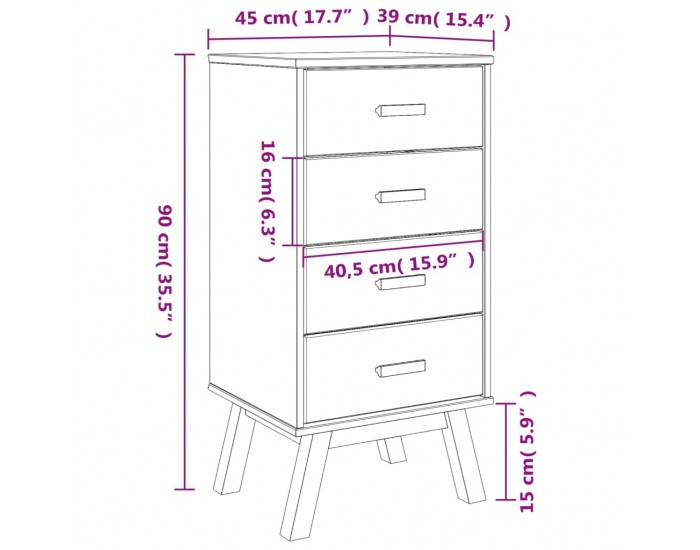 Sonata H Нощно шкафче OLDEN, кафяво, борово дърво масив