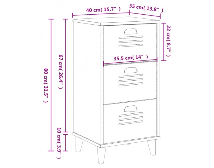 Sonata H Нощно шкафче VIKEN, черно, инженерно дърво
