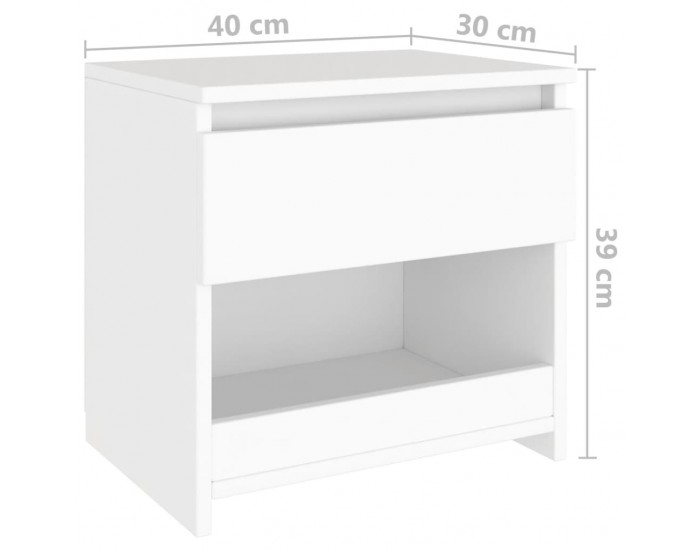 Sonata H Нощно шкафче, бяло, 40x30x39 см, инженерно дърво