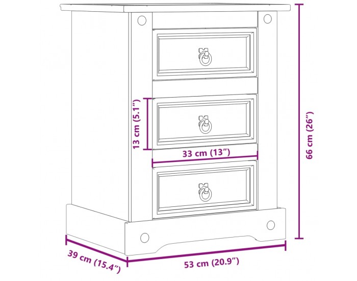 Sonata H Нощно шкафче Corona, 53x39x66 см, бор масив