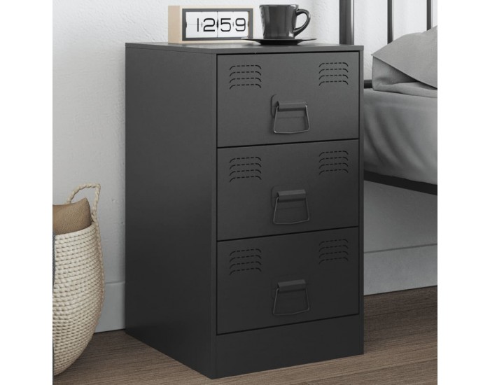 Sonata H Нощно шкафче, черно, 34,5x39x62 см, стомана