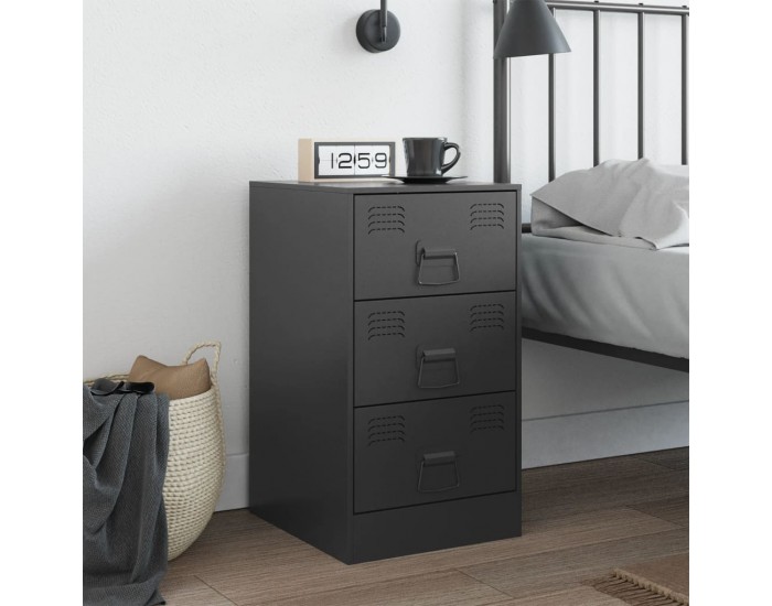 Sonata H Нощно шкафче, черно, 34,5x39x62 см, стомана