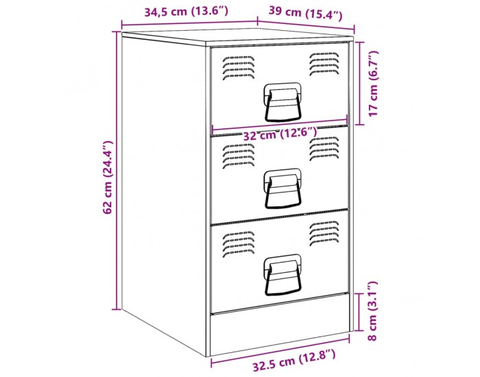 Sonata H Нощно шкафче, черно, 34,5x39x62 см, стомана