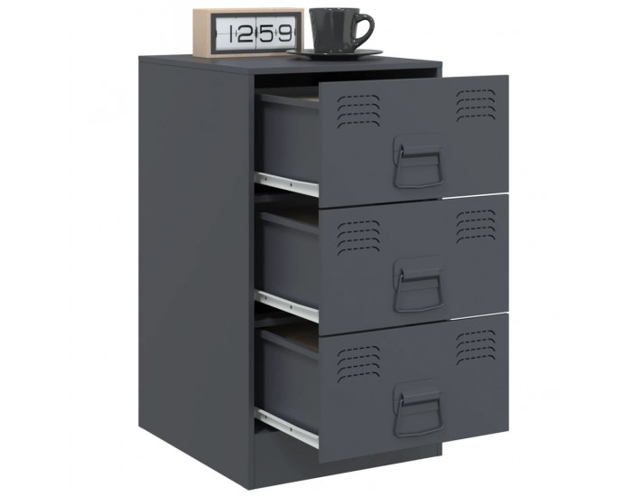 Sonata H Нощни шкафчета, 2 бр, антрацит, 34,5x39x62 см, стомана