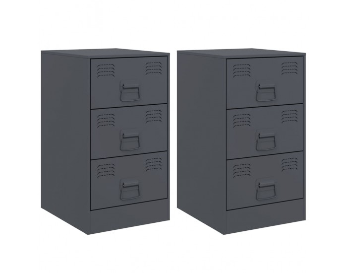 Sonata H Нощни шкафчета, 2 бр, антрацит, 34,5x39x62 см, стомана