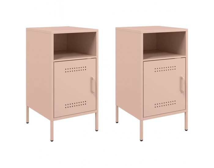 Sonata H Нощни шкафчета, 2 бр, розово, 36x39x68 см, стомана
