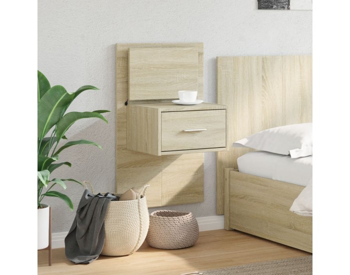 Sonata H Нощно шкафче за стена с LED осветление, дъб сонома