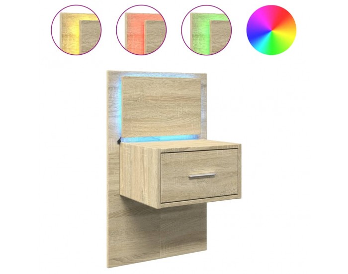 Sonata H Нощно шкафче за стена с LED осветление, дъб сонома