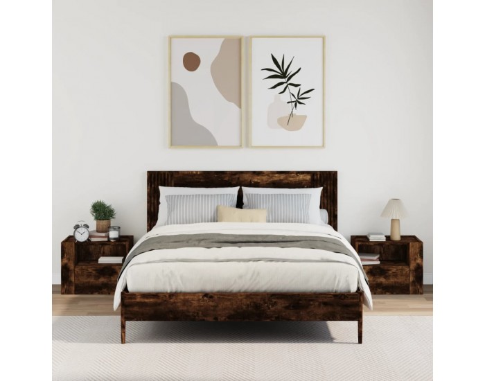 Sonata H Нощни шкафчета за стенен монтаж, 2 бр, опушен дъб, 45x30x35 см