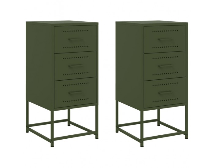 Sonata H Нощни шкафчета 2 бр маслиненозелени 36x39x78 см стомана