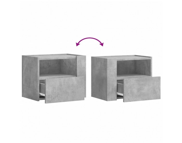 Sonata H Нощно шкафче за стенен монтаж, бетонно сив, 45x30x35 см