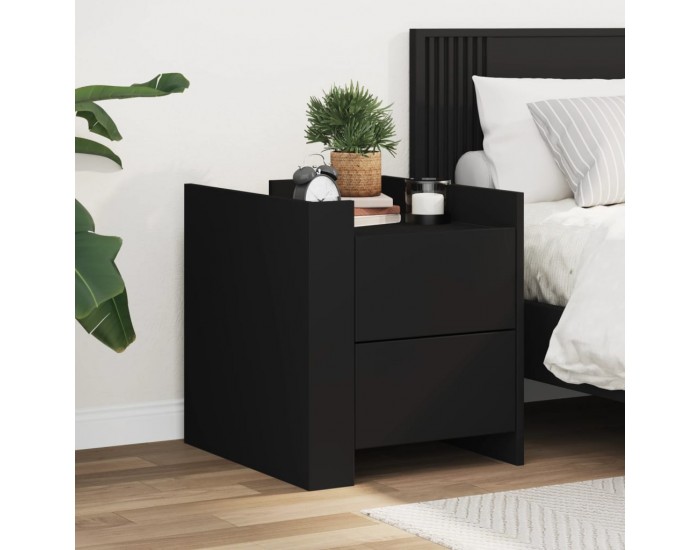 Sonata H Нощно шкафче, черно, 45x50x50 см, инженерно дърво