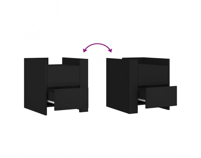 Sonata H Нощно шкафче, черно, 45x50x50 см, инженерно дърво