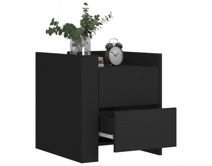 Sonata H Нощно шкафче, черно, 45x50x50 см, инженерно дърво