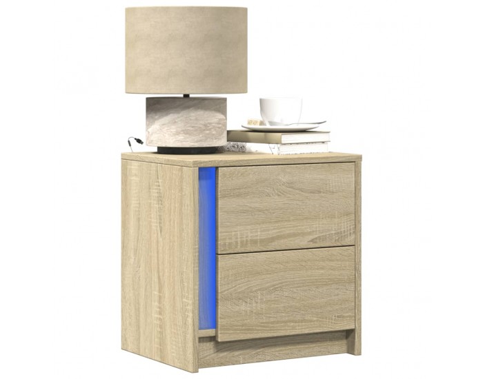 Sonata H Нощно шкафче с LED осветление, дъб сонома, инженерно дърво