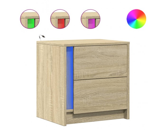 Sonata H Нощно шкафче с LED осветление, дъб сонома, инженерно дърво