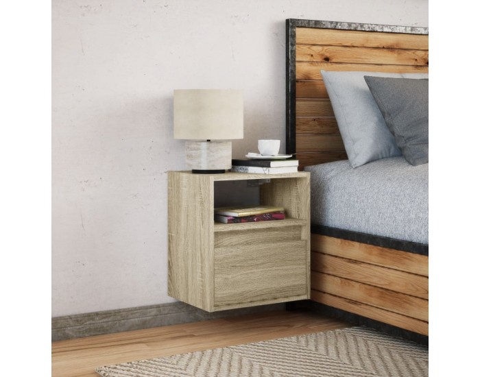 Sonata H Нощно шкафче за стена с LED осветление, дъб сонома