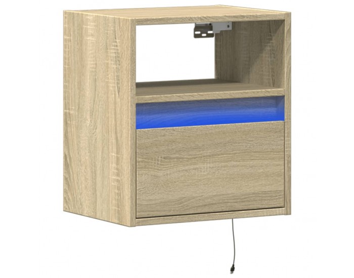 Sonata H Нощно шкафче за стена с LED осветление, дъб сонома