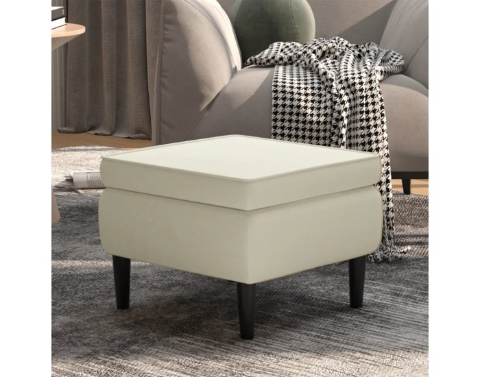 Sonata H Табуретка с дървени крака, кремава, кадифе