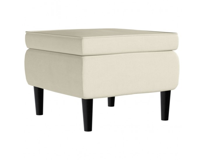 Sonata H Табуретка с дървени крака, кремава, кадифе