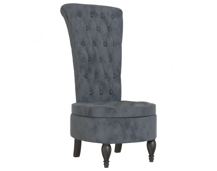 Sonata H Стол с висока облегалка, тъмносив, кадифе, дизайн на копчета