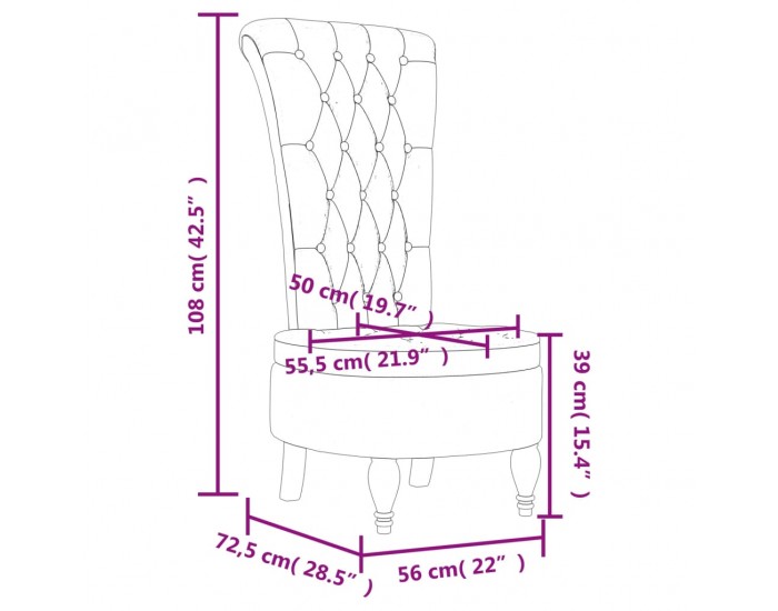 Sonata H Стол с висока облегалка, тъмносив, кадифе, дизайн на копчета