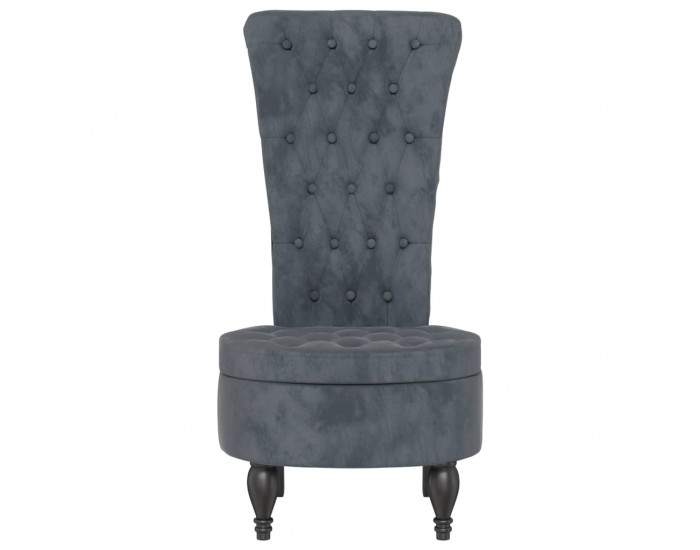 Sonata H Стол с висока облегалка, тъмносив, кадифе, дизайн на копчета