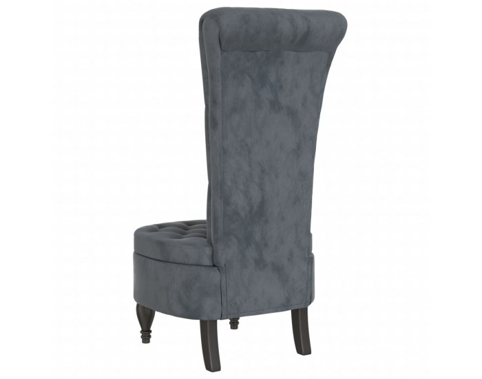 Sonata H Стол с висока облегалка, тъмносив, кадифе, дизайн на копчета