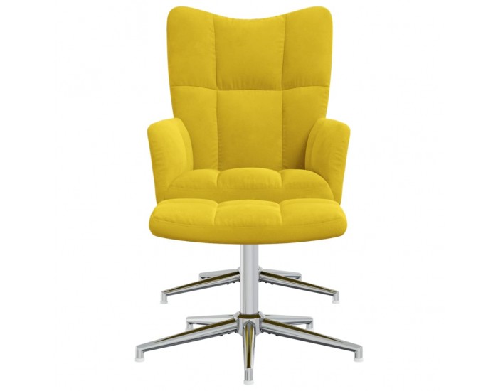 Sonata H Релаксиращ стол с табуретка, горчица жълто, кадифе