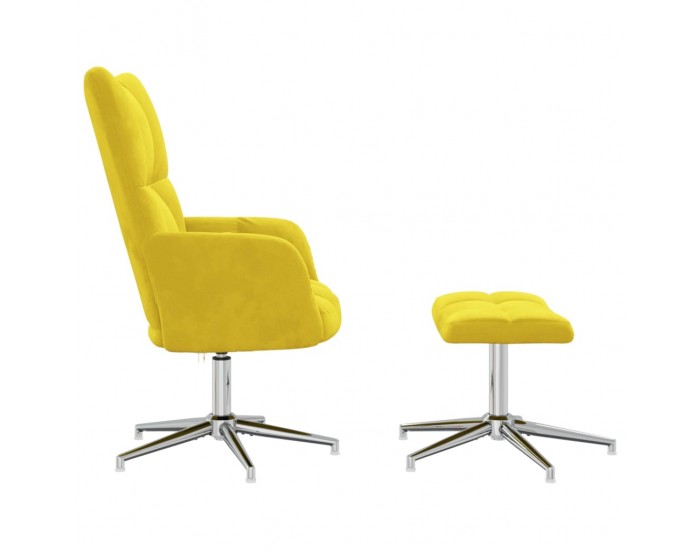 Sonata H Релаксиращ стол с табуретка, горчица жълто, кадифе