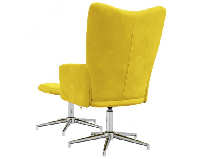 Sonata H Релаксиращ стол с табуретка, горчица жълто, кадифе