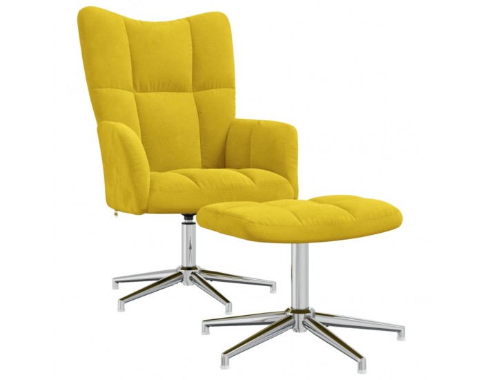 Sonata H Релаксиращ стол с табуретка, горчица жълто, кадифе