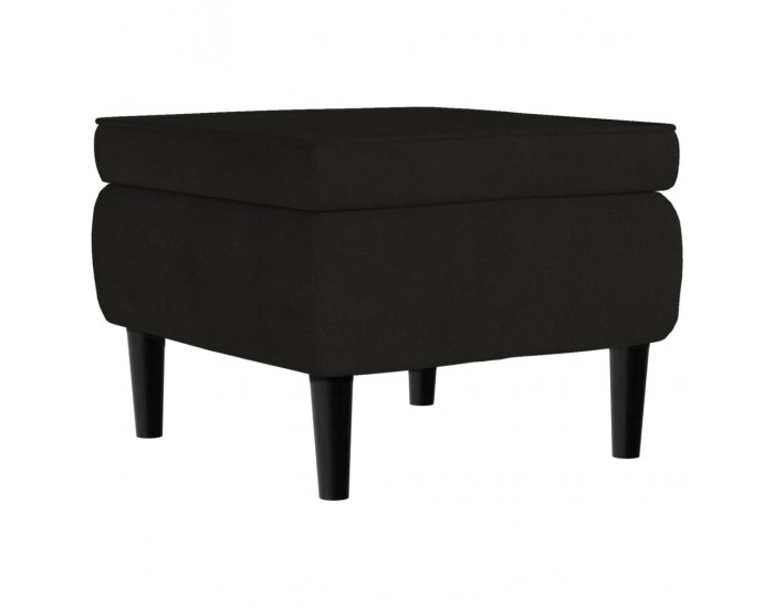 Sonata H Фотьойл Wingback с табуретка, черен, кадифе