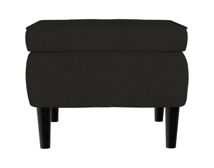 Sonata H Фотьойл Wingback с табуретка, черен, кадифе