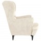 Sonata H Фотьойл Wingback с табуретка, кремав, кадифе
