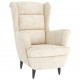 Sonata H Фотьойл Wingback с табуретка, кремав, кадифе