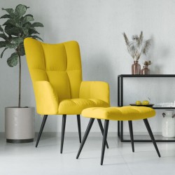 Sonata H Релаксиращ стол с табуретка, горчица жълто, кадифе - Фотьойли