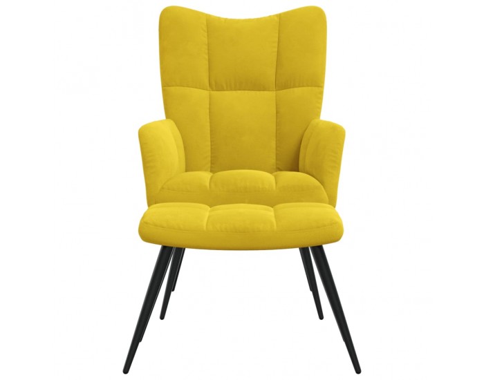Sonata H Релаксиращ стол с табуретка, горчица жълто, кадифе