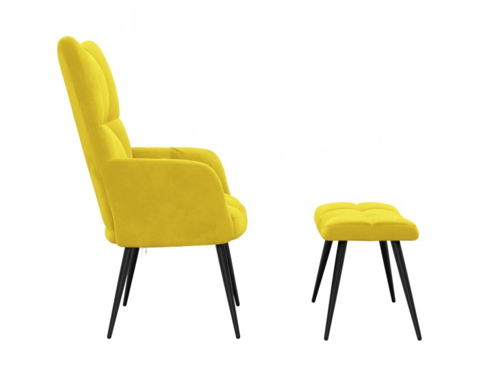 Sonata H Релаксиращ стол с табуретка, горчица жълто, кадифе