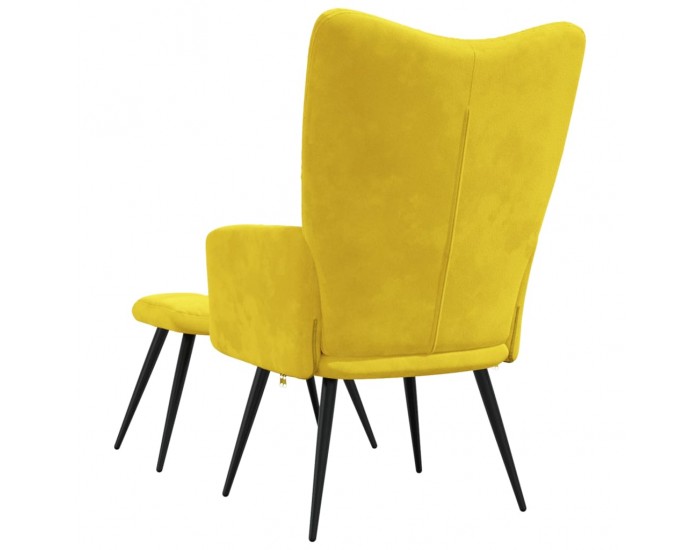 Sonata H Релаксиращ стол с табуретка, горчица жълто, кадифе