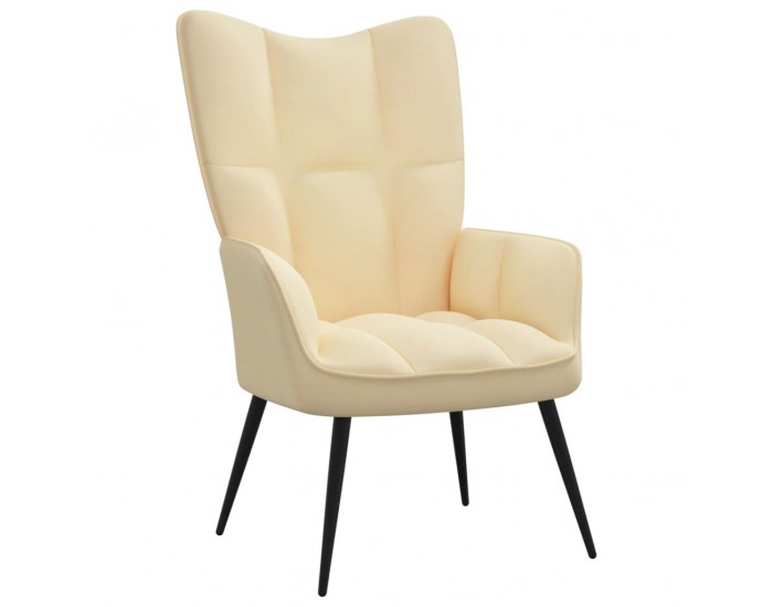 Sonata H Стол за релакс с табуретка, кремавобял, кадифе