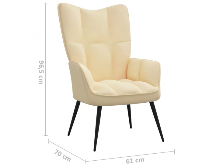 Sonata H Стол за релакс с табуретка, кремавобял, кадифе