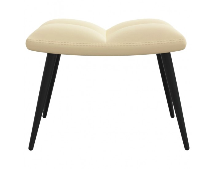 Sonata H Стол за релакс с табуретка, кремавобял, кадифе