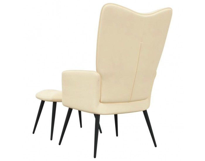 Sonata H Стол за релакс с табуретка, кремавобял, кадифе