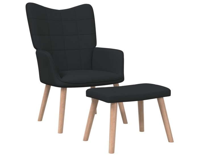 Sonata H Релакс стол с табуретка, черен, текстил