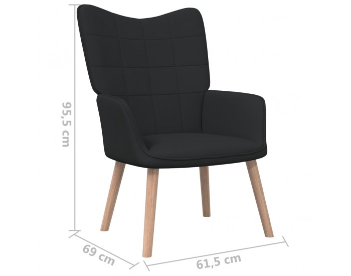 Sonata H Релакс стол с табуретка, черен, текстил