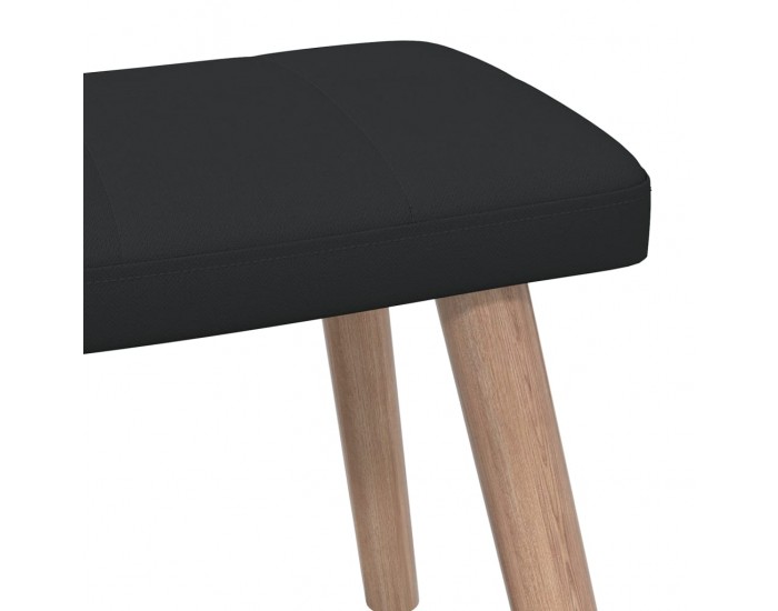 Sonata H Релакс стол с табуретка, черен, текстил