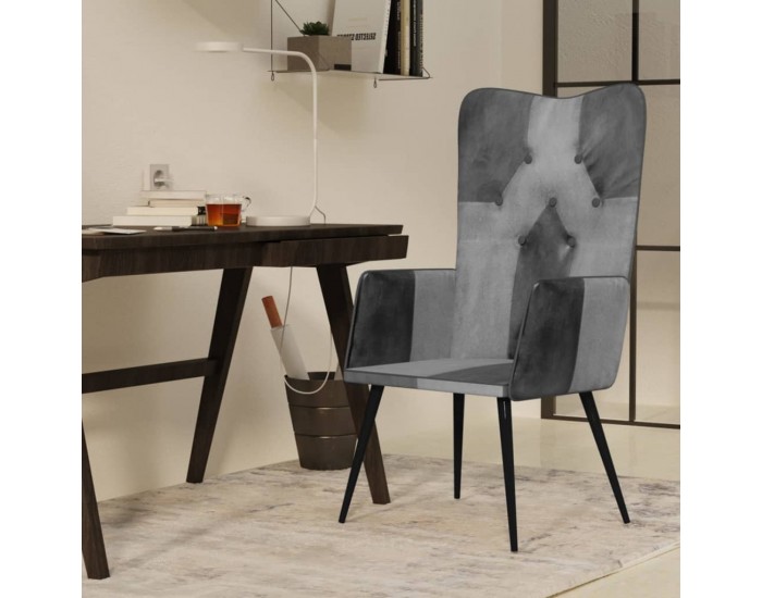 Sonata H Wingback стол, сив, естествена кожа