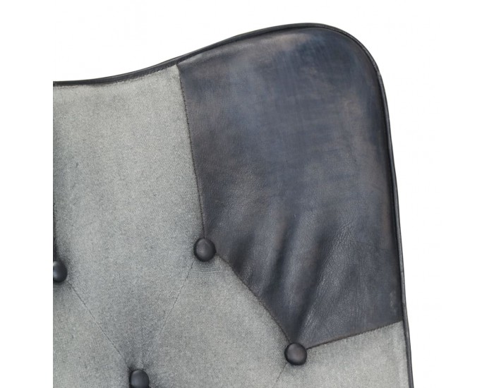 Sonata H Wingback стол, сив, естествена кожа