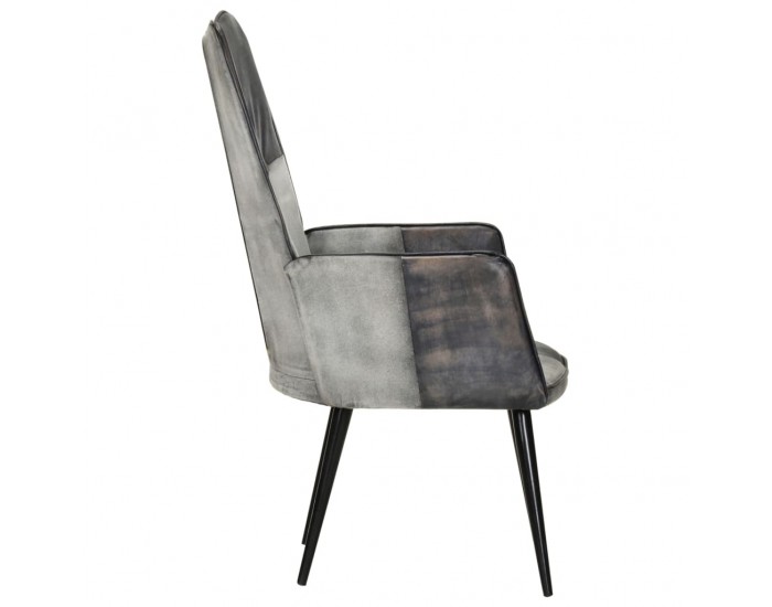 Sonata H Wingback стол, сив, естествена кожа